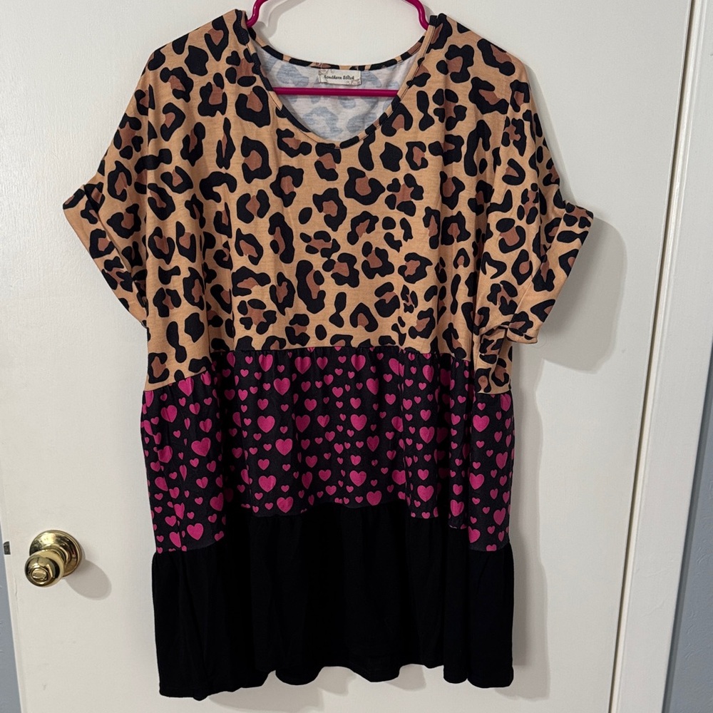 Leopard and Heart Print Tunic Top Southern Stitch